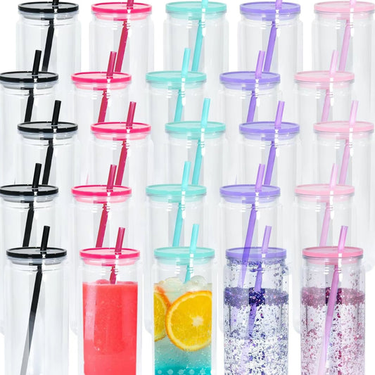 16 Oz Plastic Acrylic Cup W/ Color Lid